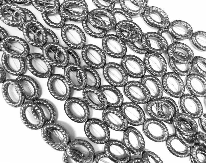 Гематит в форме овала с цвет серебро размер 16*12мм