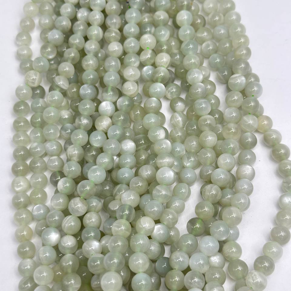 Лунный камень зеленый размеры 7мм 9мм 10мм натуральный камень